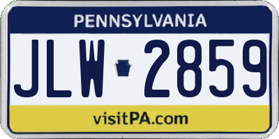 PA license plate JLW2859