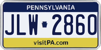 PA license plate JLW2860