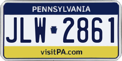 PA license plate JLW2861