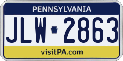 PA license plate JLW2863