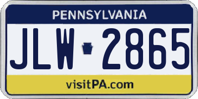 PA license plate JLW2865