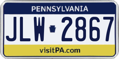 PA license plate JLW2867