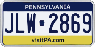 PA license plate JLW2869