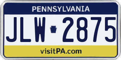 PA license plate JLW2875