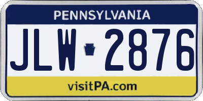PA license plate JLW2876