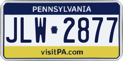 PA license plate JLW2877