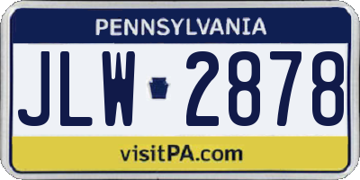 PA license plate JLW2878