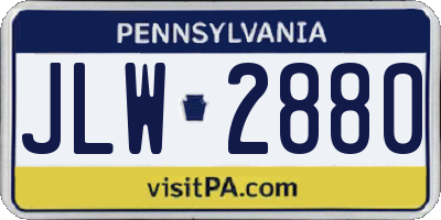 PA license plate JLW2880