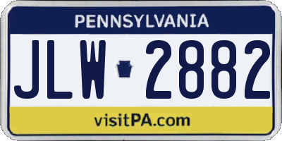 PA license plate JLW2882