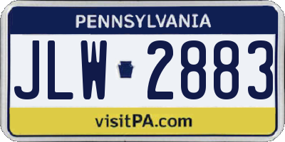 PA license plate JLW2883