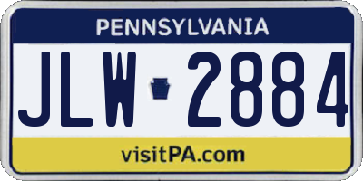 PA license plate JLW2884