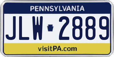 PA license plate JLW2889