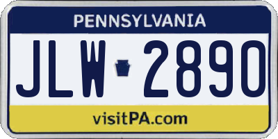 PA license plate JLW2890