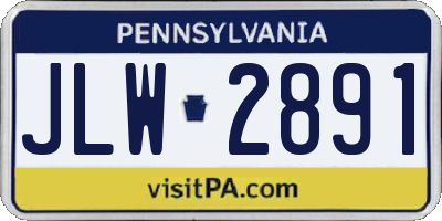 PA license plate JLW2891