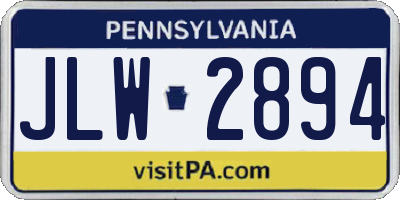 PA license plate JLW2894