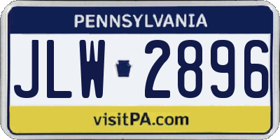 PA license plate JLW2896