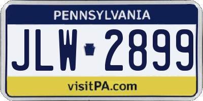 PA license plate JLW2899