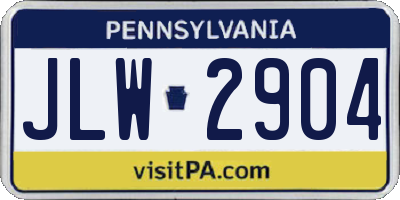 PA license plate JLW2904