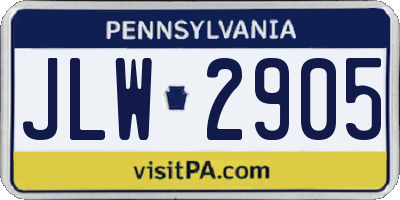 PA license plate JLW2905