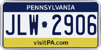 PA license plate JLW2906