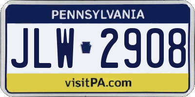 PA license plate JLW2908