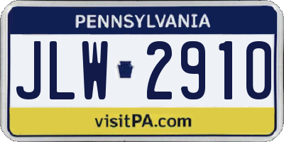 PA license plate JLW2910