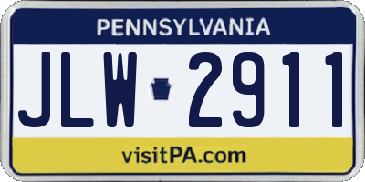 PA license plate JLW2911