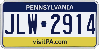 PA license plate JLW2914