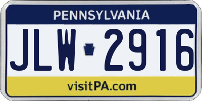PA license plate JLW2916
