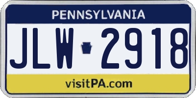 PA license plate JLW2918