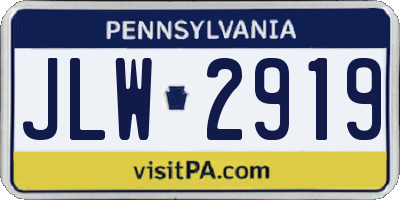 PA license plate JLW2919