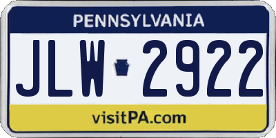 PA license plate JLW2922