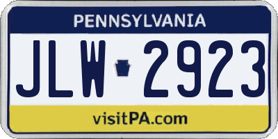 PA license plate JLW2923