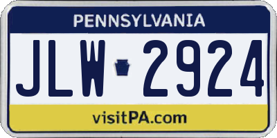 PA license plate JLW2924