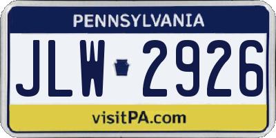 PA license plate JLW2926