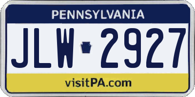 PA license plate JLW2927