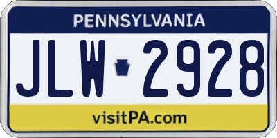PA license plate JLW2928