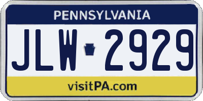 PA license plate JLW2929