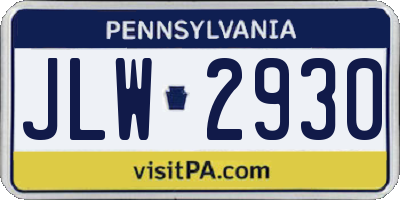 PA license plate JLW2930