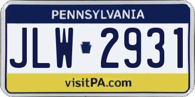 PA license plate JLW2931