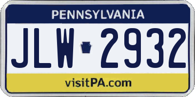 PA license plate JLW2932