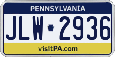 PA license plate JLW2936