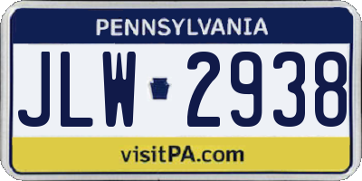 PA license plate JLW2938