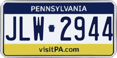 PA license plate JLW2944