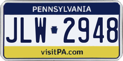 PA license plate JLW2948