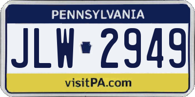 PA license plate JLW2949