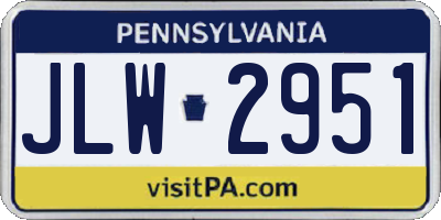 PA license plate JLW2951