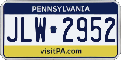 PA license plate JLW2952