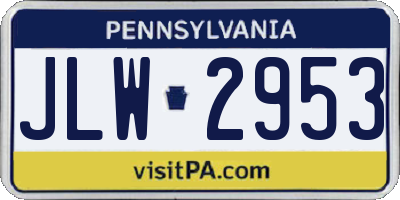PA license plate JLW2953