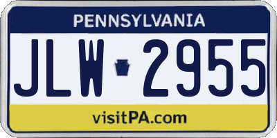 PA license plate JLW2955